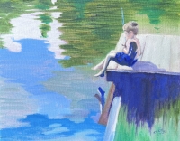 EllenCowie-Fishing-Off-the-Dock-8x10in-oil2025